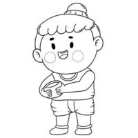 Thai kid play with water on Songkran day vector