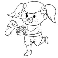 Thai kid play with water on Songkran day vector