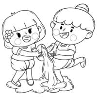 Thai kid play with water on Songkran day vector