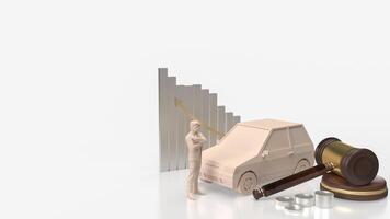 el coche y madera martillo para subasta carros concepto 3d representación. foto