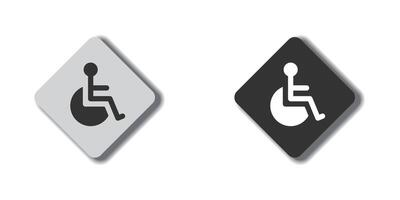 Wheelchair icon on a flat button with shadow under it. Vector illustration.