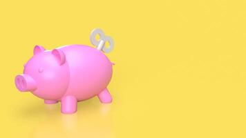 The Piggy Bank and wind up for earn or saving concept 3d rendering. photo