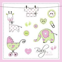 Baby boy and baby girl shower design elements. Cute Scrapbook design. vector