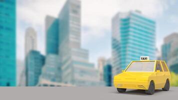 The yellow taxi for transportation or service concept 3d rendering. photo