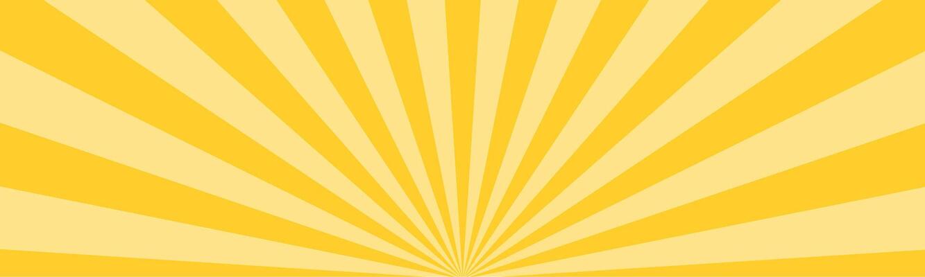 Banner, yellow Sunrise sunbeam rays, lines background, light