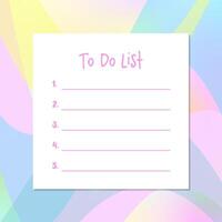 To do list, template. Printable. Colorful background vector