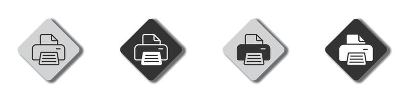 Printer icon on a flat button with shadow. Vector illustration.