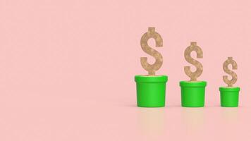 The dollar icon in plant for business concept 3d rendering. photo