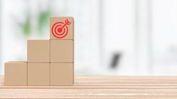 The target icons on paper box for Business concept 3d rendering. photo