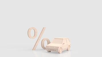 The car and percent symbol for Automotive finance concept 3d rendering. photo