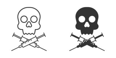 Skull and crossed syringes icon. Vector illustration.