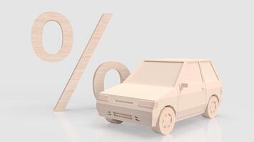 The car and percent symbol for Automotive finance concept 3d rendering. photo