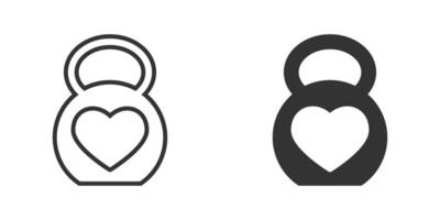 Kettlebell icon with heart shape inside. Vector illustration.