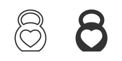 Kettlebell icon with heart shape inside. Vector illustration.