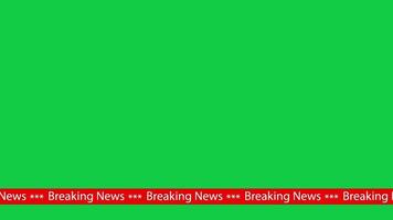 Breaking News Text lower third seamless loop animation on green screen background video