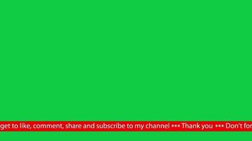 Don't forget to like, comment, share and subscribe text scrolling moving lower third loop animation on green screen background video