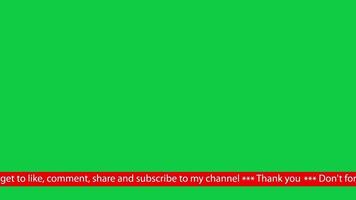 Don't forget to like, comment, share and subscribe text scrolling moving lower third loop animation on green screen background video