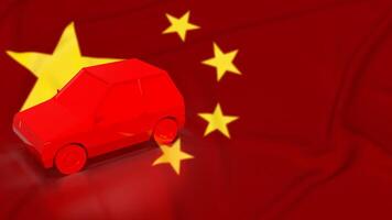 The car on china flag for Business or transport  concept 3d rendering. photo