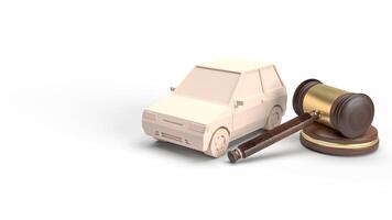 el coche y madera martillo para subasta carros concepto 3d representación. foto