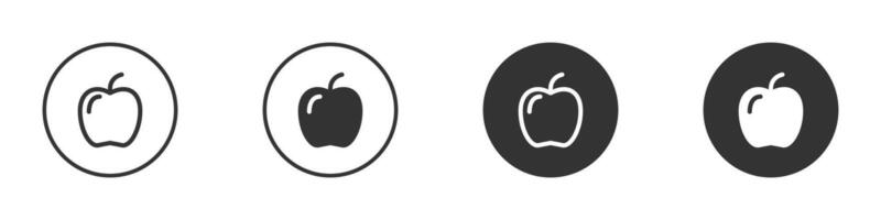 Apple icon set. Outline and flat design. Vector illustration.