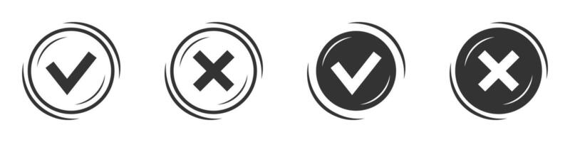 Check mark and cross icons. Tick sign. Vector illustration.