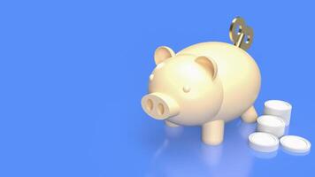 The Piggy Bank and wind up for earn or saving concept 3d rendering. photo