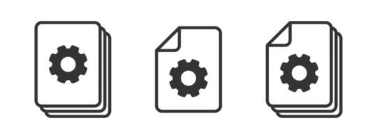 Document icon with cog symbol. Gear on a paper. Vector illustration.