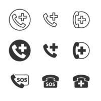 Emergency call icons set. Medical support sign. Vector illustration.