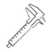 Hand Drawn Vernier Caliper Icon. Vector Illustration.