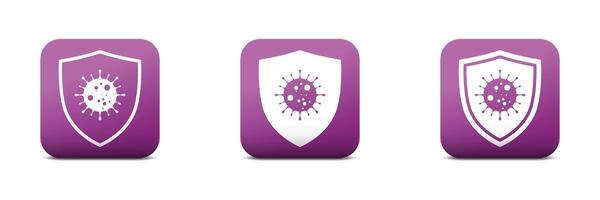 Virus protection icon. Bacteria icon in shield. Coronavirus protection symbol. Vector illustration.