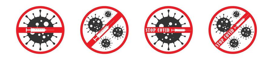 Stop covid icons set. Vector illustration.