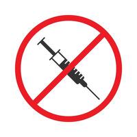 No syringe sign. No drugs allowed. Flat vector illustration.