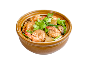 Baked Shrimp with vermicelli isolated on white background ,include clipping path png