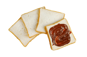 rebanada un pan con chocolate untado aislado png