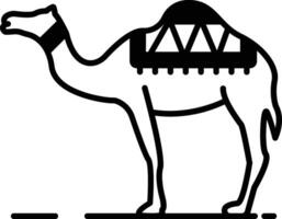 Camel glyph and line vector illustration