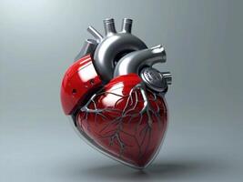 ai generado 3d modelo de biónico humano corazón en futurista estilo con espacio para texto foto