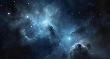 AI generated Realistic space grey and blue nebula background with stars. Astronomy concept and space exploration photo