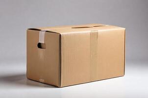 AI generated a package box isolated on white background with copy space area photo