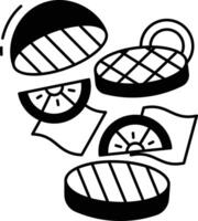 flying hamburger glyph and line vector illustration