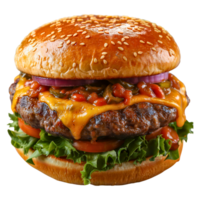 AI generated hamburger isolated on transparent background png