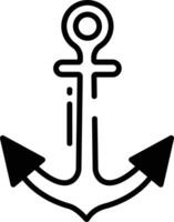 Anchor glyph and line vector illustration