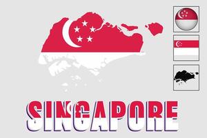 Singapore flag and map in a vector graphic