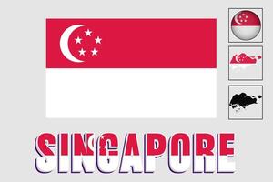 Singapore flag and map in a vector graphic