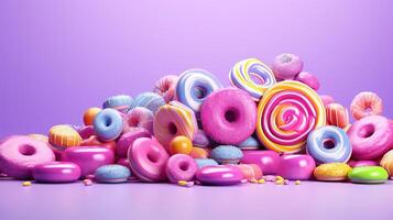 AI generated Colorful candies background. 3d rendering, 3d illustration. photo