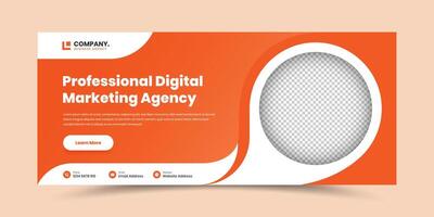 Professional digital agency modern web cover and ads banner design with abstract shapes vector