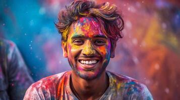 AI Generated Getting dirty with colored powders for the party photo