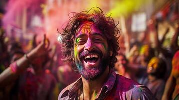 ai generado el holi festival entretenido esta hombre foto