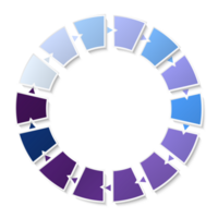 azul tom círculo infográfico com 14 passos, processo ou opções. apresentação deslizar modelo. png