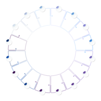 azul tono circulo infografía con dieciséis pasos, proceso o opciones presentación diapositiva modelo. infografía diseño diseño. png