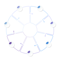 bleu Ton cercle infographie avec sept pas, processus ou options. présentation faire glisser modèle. png